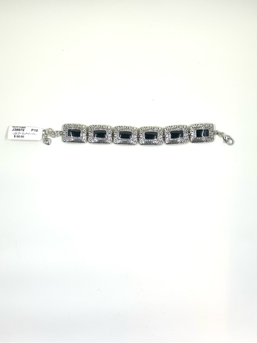 Brighton Rhythm Silver-Tone Bracelet with Black Rectangular Stones